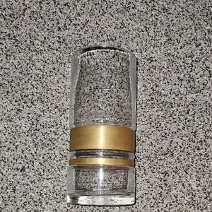 Hearth And Hand Rare Clear Glass Vase with Gold Brass Metal Bands